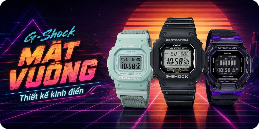 Đồng hồ Casio G Shock mặt vuông đẹp, 1 đổi 1, BH 5 năm