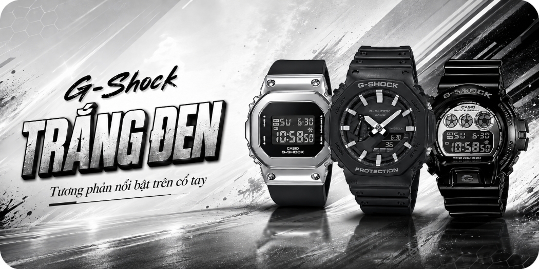 Đồng hồ Casio G-Shock màu Trắng Đen đẹp, 1 đổi 1, BH 5 năm