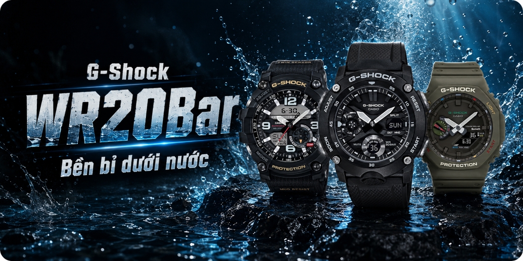 Đồng hồ Casio G-Shock WR20Bar (Water Resistant 200m) lặn biển
