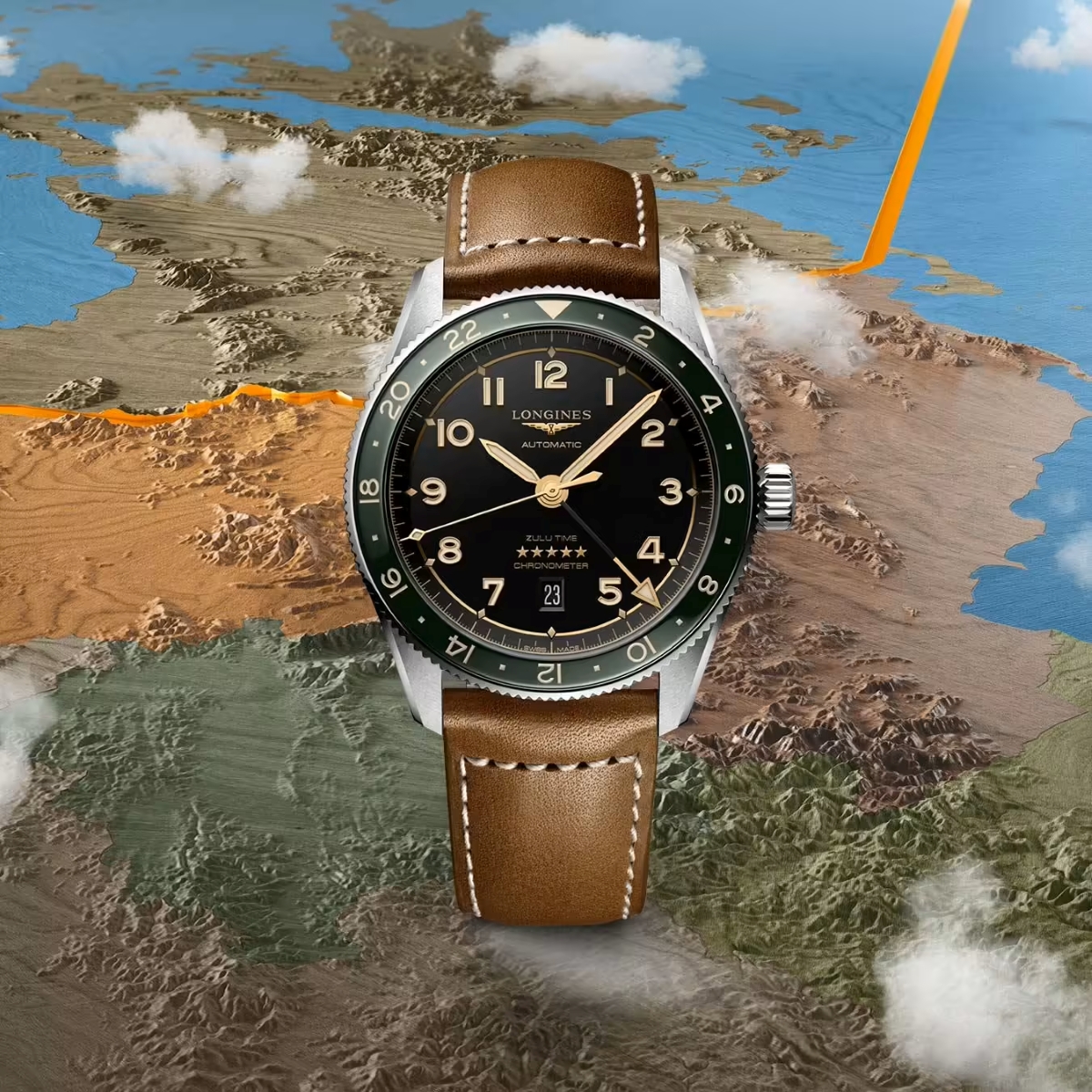 Đồng hồ nam Swiss Made Longines Spirit Zulu Time L3.802.4.63.2 đạt chứng nhận COSC.
