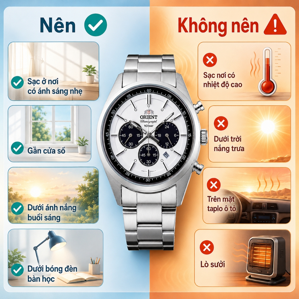nên và không nên sạc orinet solar ở những vị trí