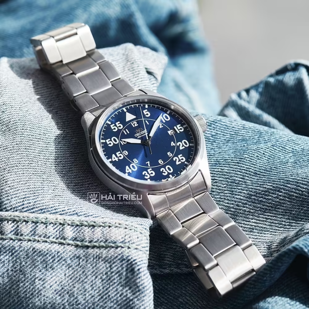 đồng hồ orient mặt xxanh dây bạc