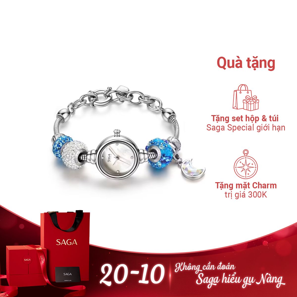 Đồng hồ Saga Charm 53229-SVMWSV-8