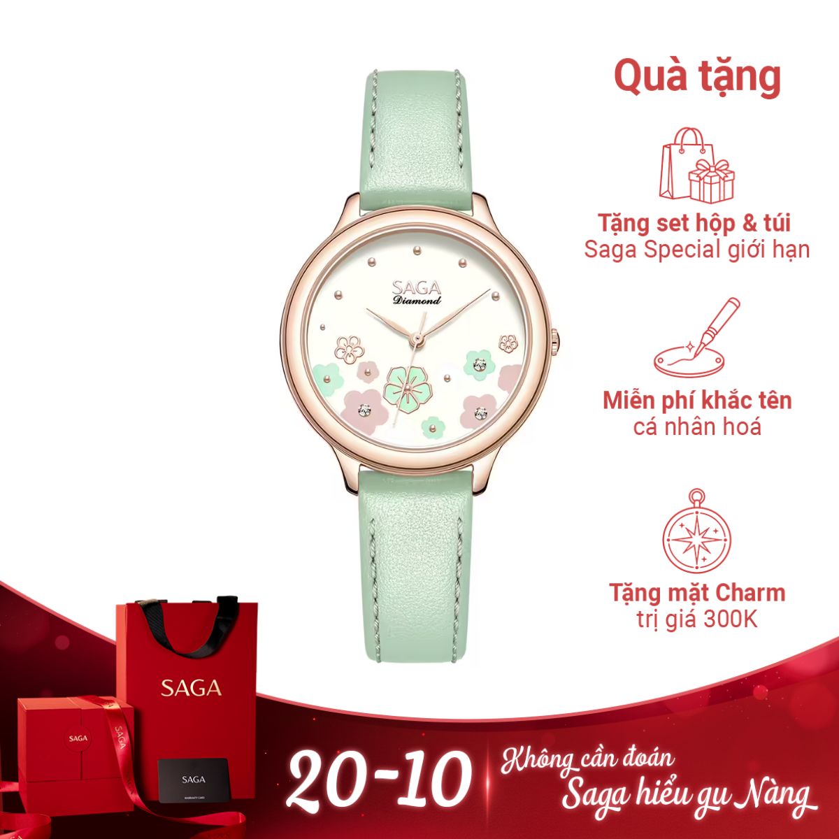 Đồng hồ Saga Diamond 54359-LGCRGR-2 - Ảnh 1