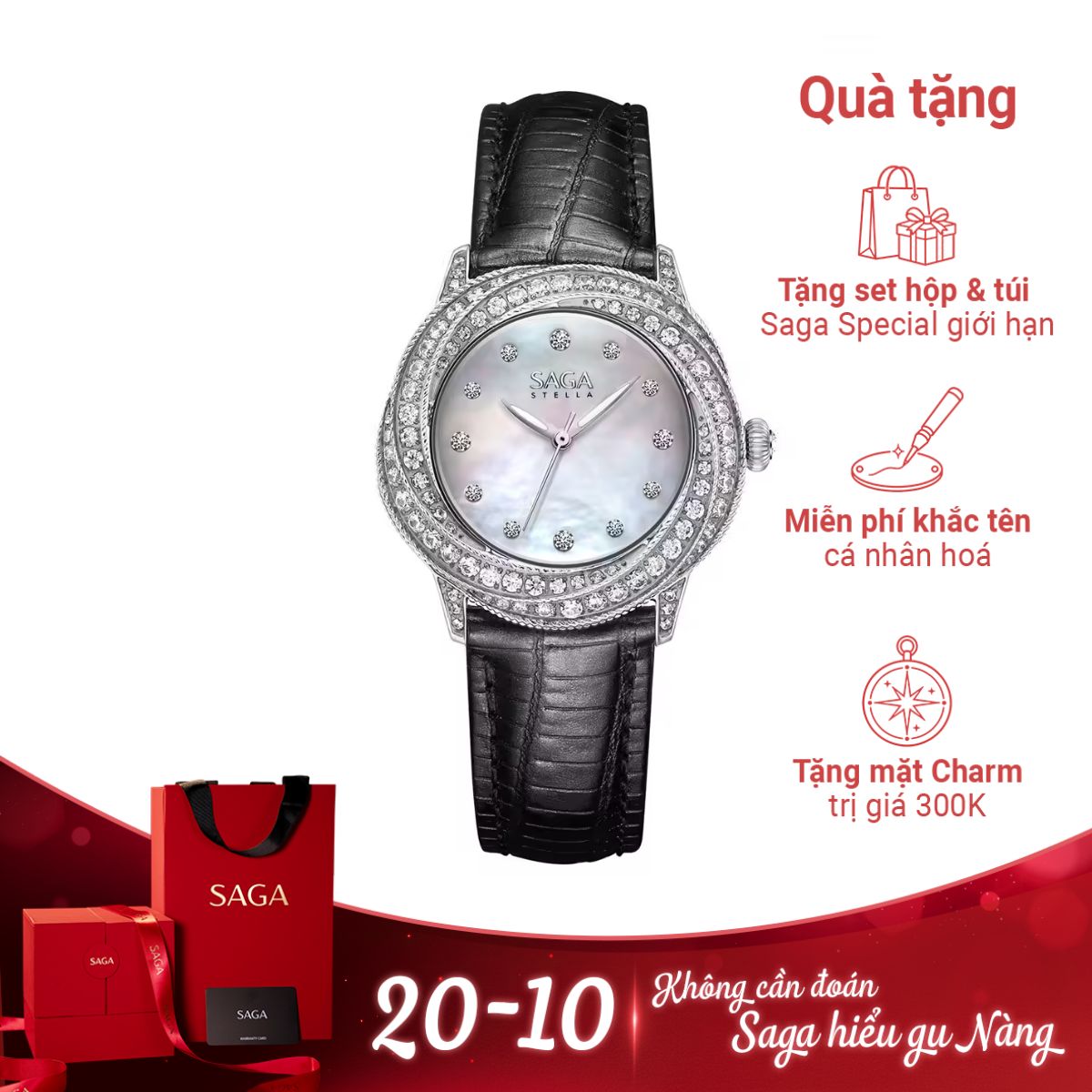 Đồng hồ Saga Stella 53375-SVMWBK-2