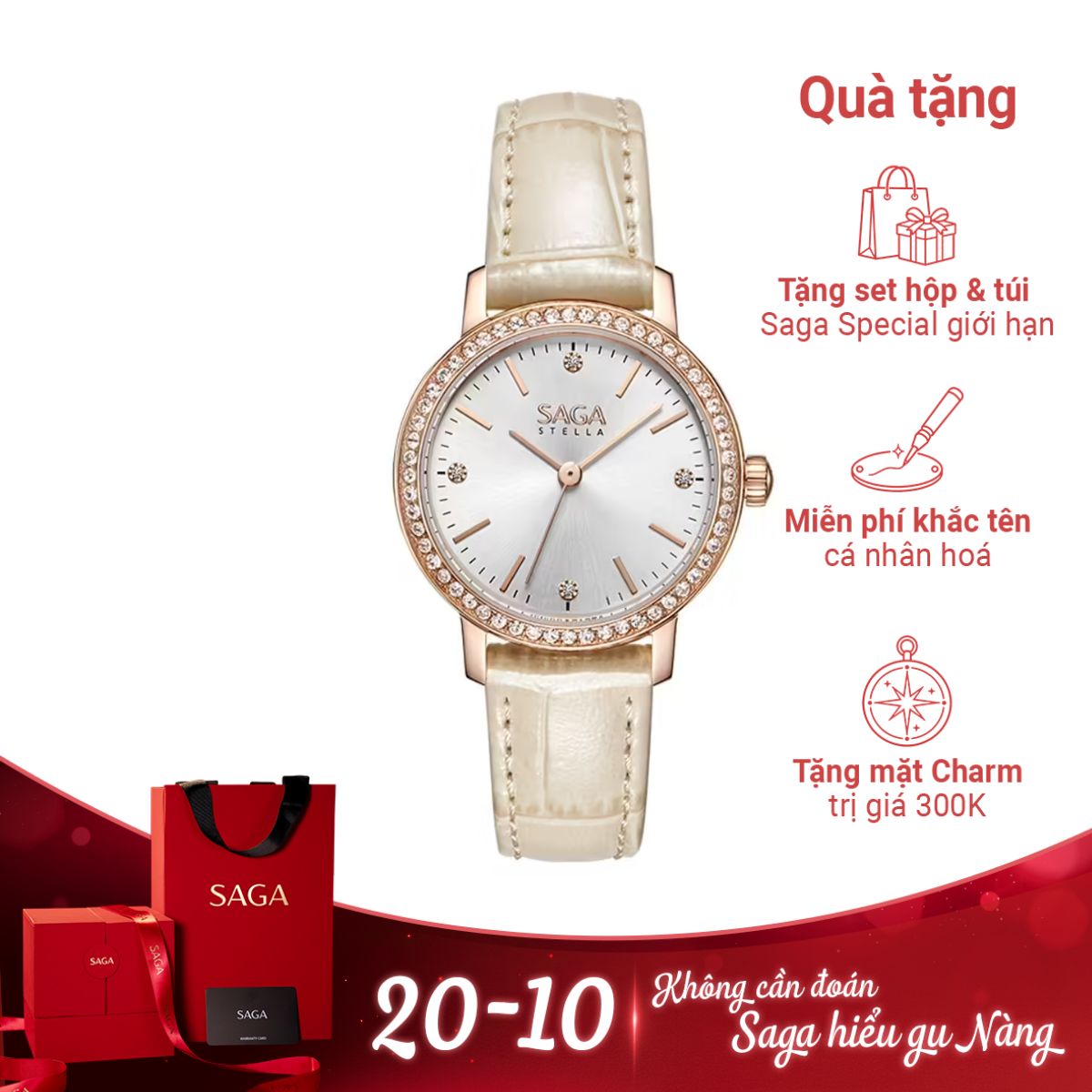Đồng hồ Saga Stella Chance 53578-LGSVCR-2