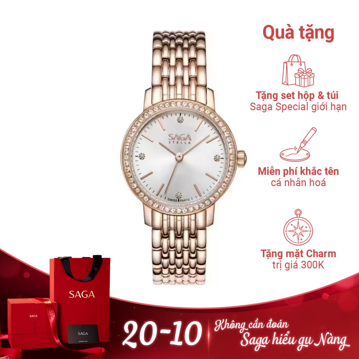 Đồng hồ Saga Stella Chance 53578-LGSVLG-2