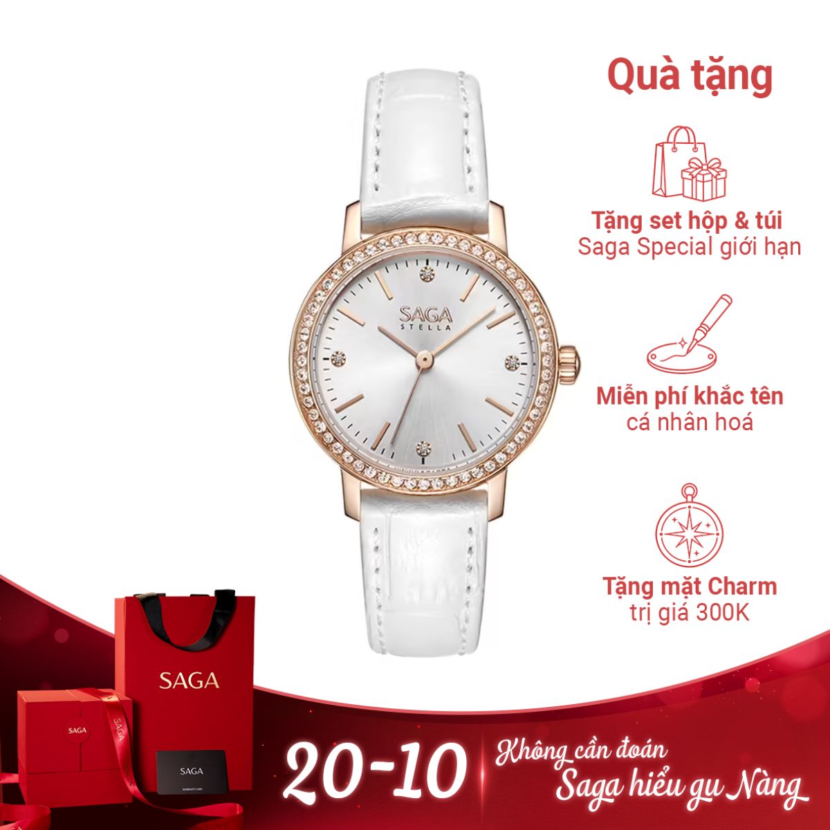 Đồng hồ Saga Stella Chance 53578-LGSVWH-2 - Ảnh 1