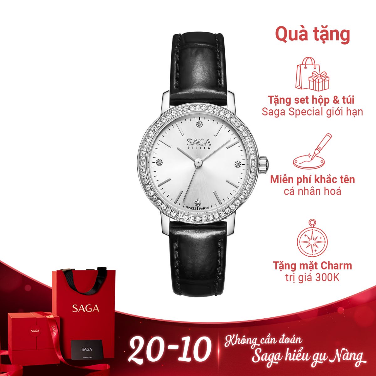 Đồng hồ Saga Stella Chance 53578-SVSVBK-2