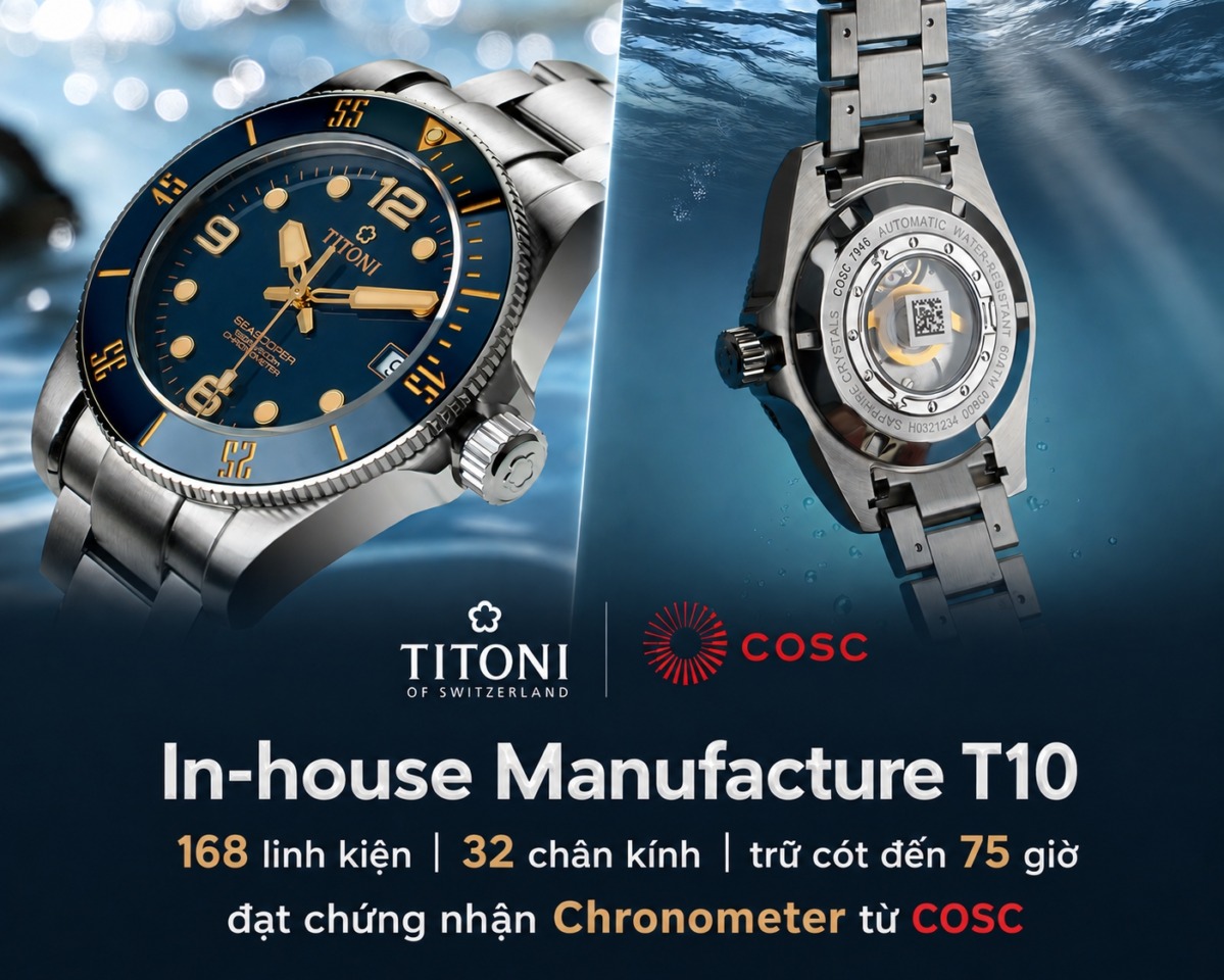 In-house Manufacture T10: Kỷ niệm 100 năm thành lập thương hiệu Titoni