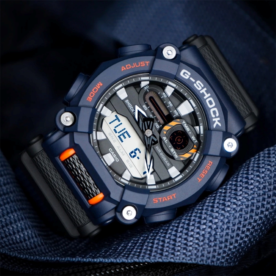 Tổng quan thiết kế phong cách "Heavy Duty" của G-Shock GA-900 phiên bản xanh dương