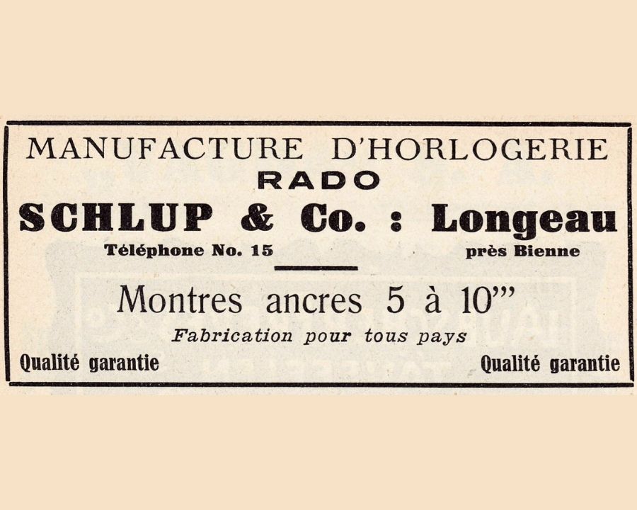 Cái tên “Rado” lần đầu xuất hiện trên một mẫu quảng cáo năm 1929.