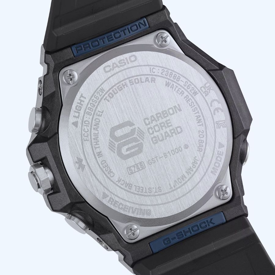Thông số độ chịu nước Water Resist 20 BAR trên mặt sau đồng hồ G-Shock