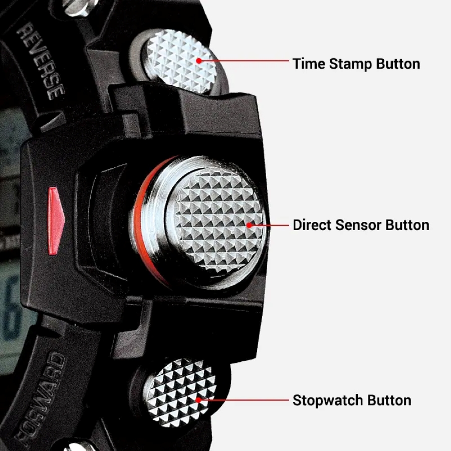 GW-9400 với các nút Time Stamp, Direct Sensor và Stopwatch
