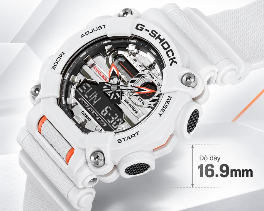 Cấu trúc thân vỏ dày 16.9 mm thuộc nhóm kích thước lớn của dòng G-Shock