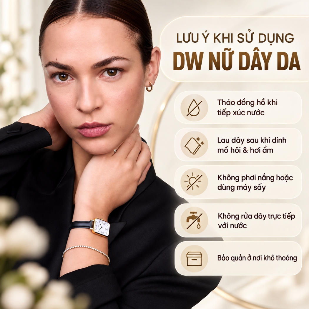 Cách sử dụng dây da DW nữ để hạn chế xuống màu và bong tróc 