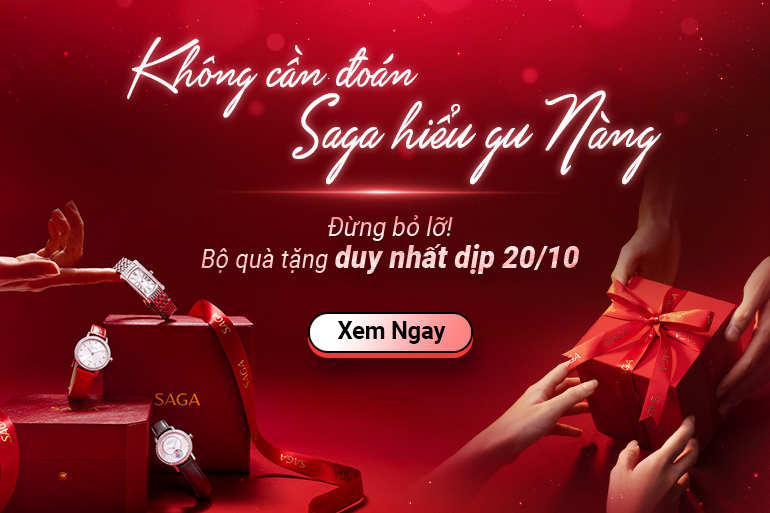 Chương trình quà tặng đặc biệt khi mua đồng hồ Saga dịp 20 tháng 10 - Banner Mobile