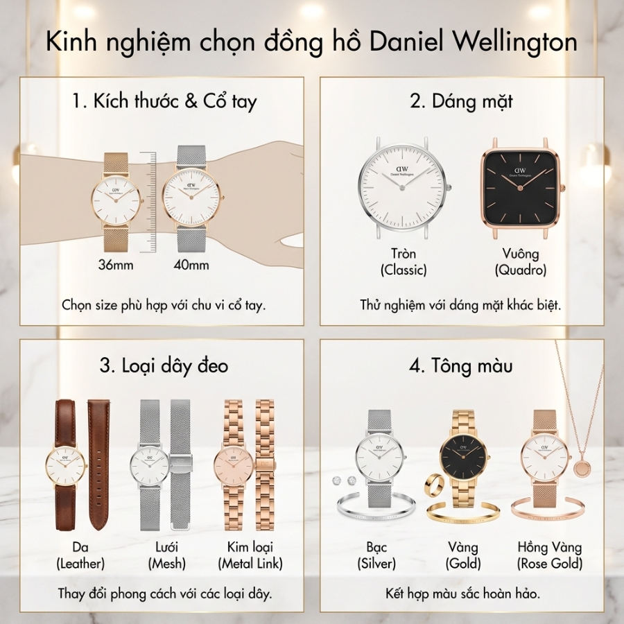 Hình ảnh các kinh nghiệm chọn đồng hồ Daniel Wellington khi đến cửa hàng
