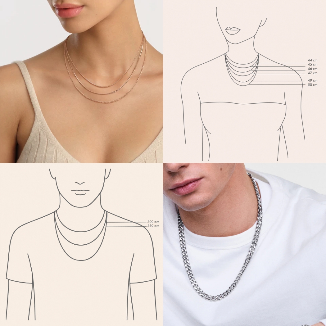 Kích thước vòng cổ khi đeo dây chuyền Daniel Wellington