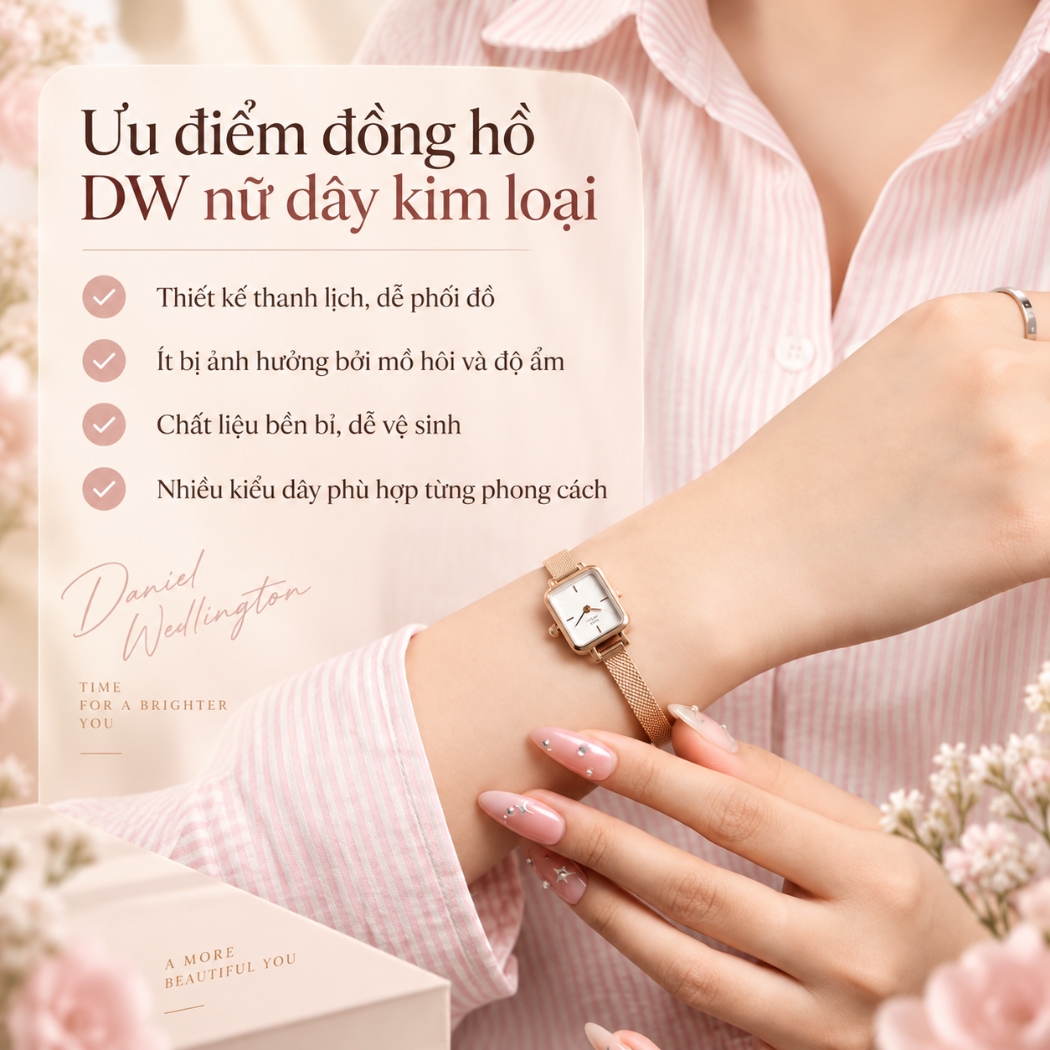 Ưu điểm của đồng hồ DW nữ dây kim loại