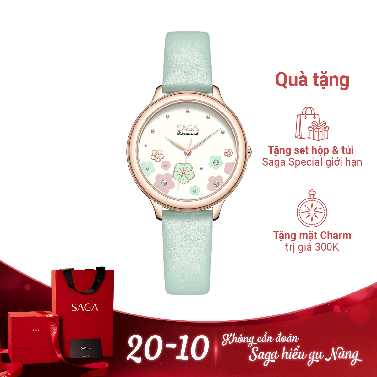 Đồng hồ Saga Diamond 54359-LGCRGR-2 - Ảnh 1