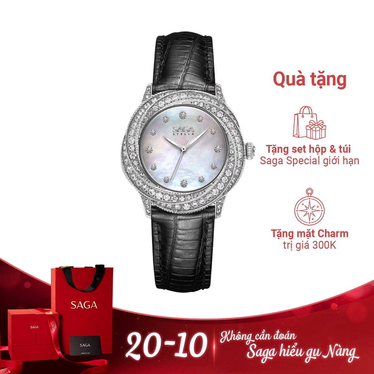 Đồng hồ Saga Stella 53375-SVMWBK-2