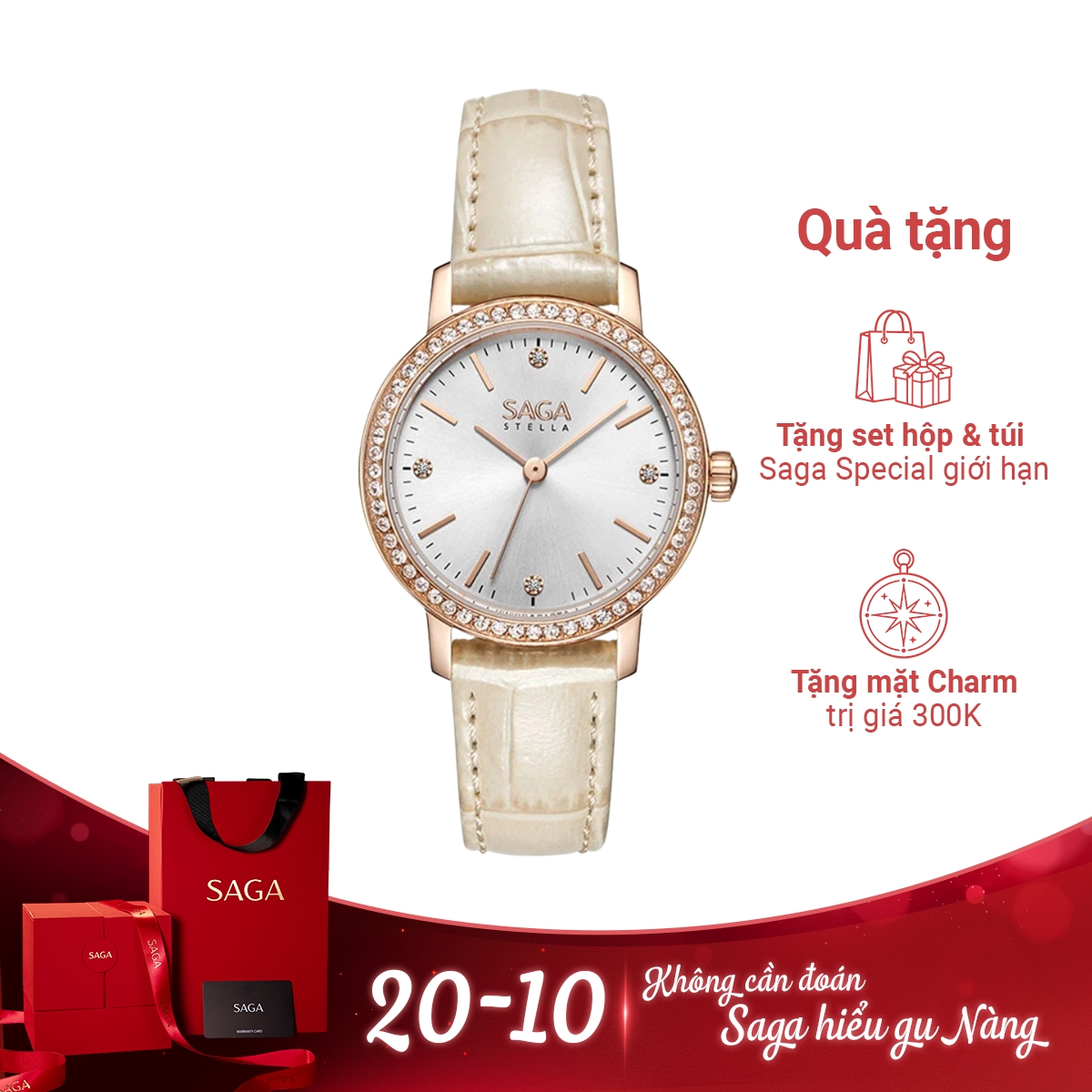 Đồng hồ Saga Stella Chance 53578-LGSVCR-2