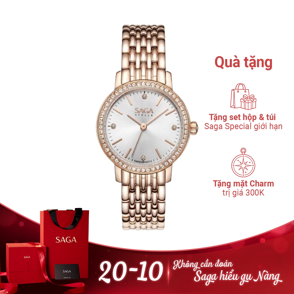 Đồng hồ Saga Stella Chance 53578-LGSVLG-2