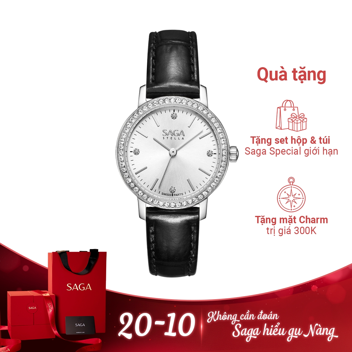 Đồng hồ Saga Stella Chance 53578-SVSVBK-2
