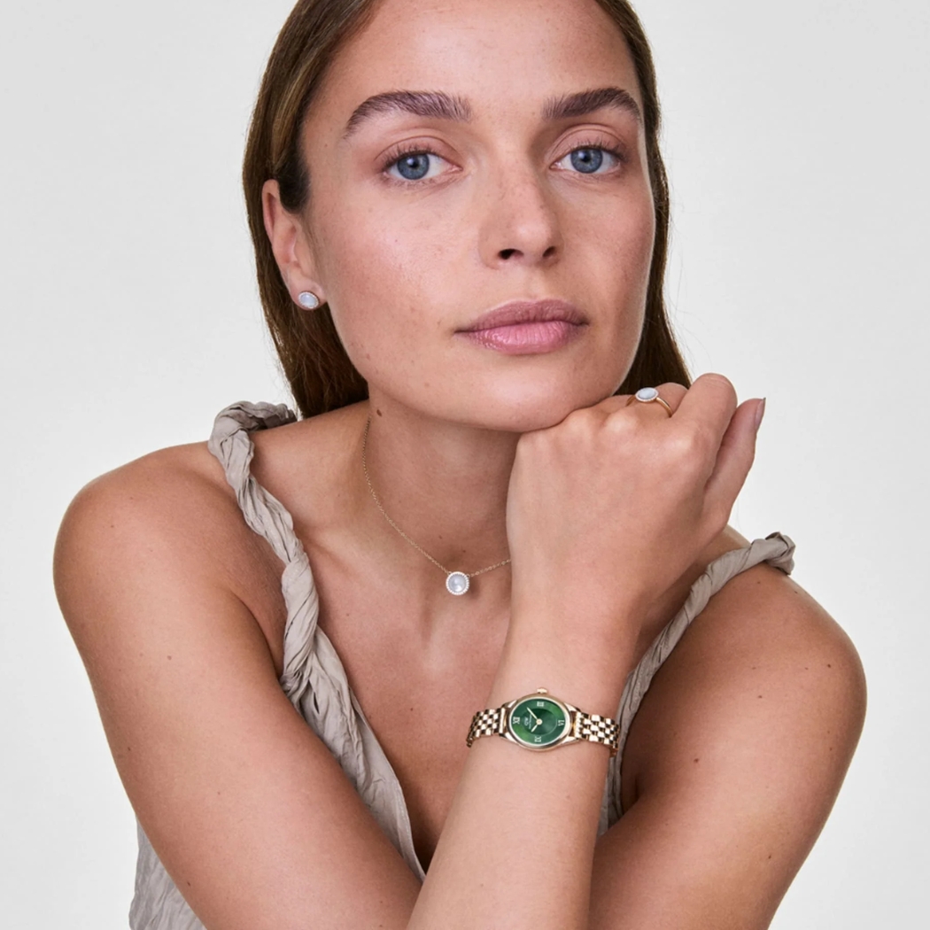 Đồng hồ DW Ophelia Mini Gold mặt xanh Emerald Dial