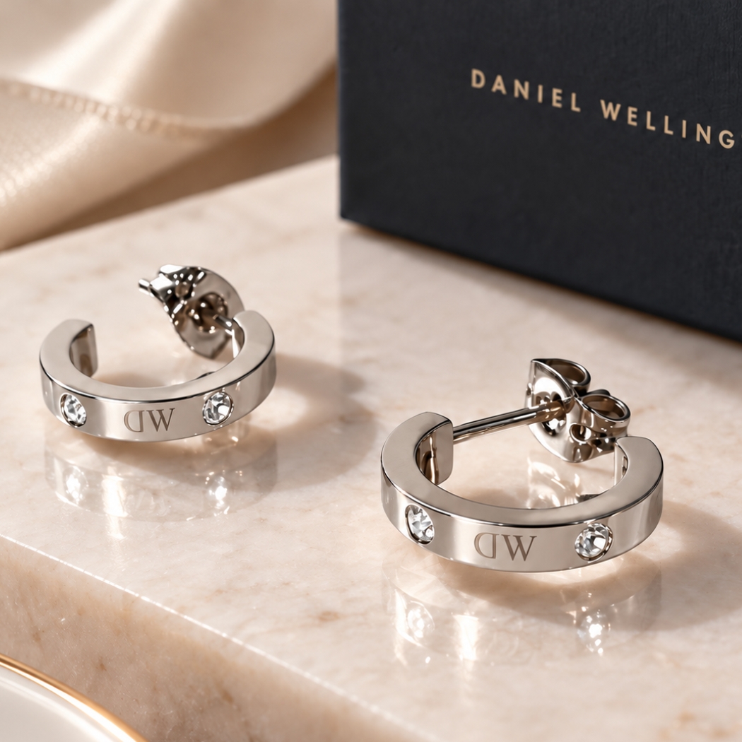 Hoa tai Daniel Wellington màu bạc Silver