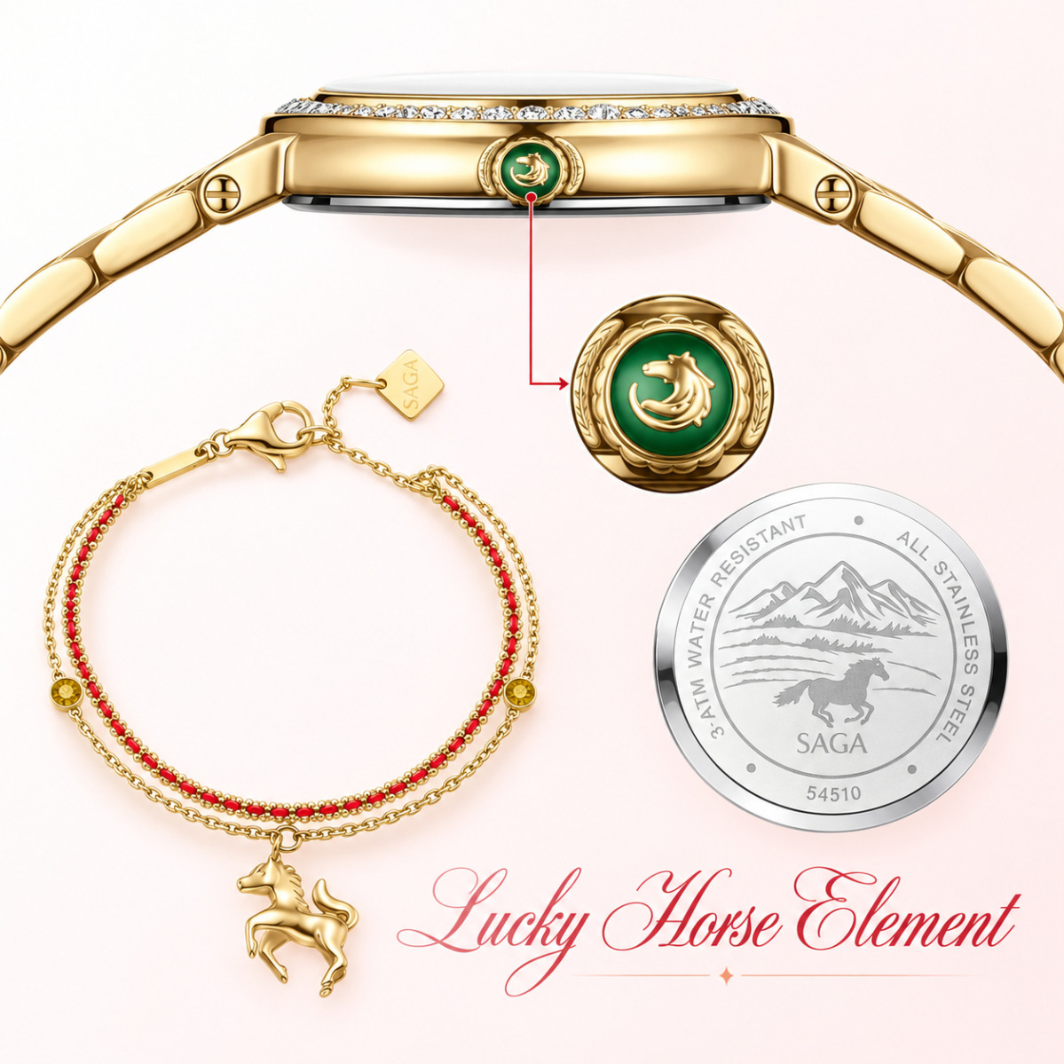 Saga Lucky Horse Limited Edition 54510-GPGRGP - Element Lucky Horse 