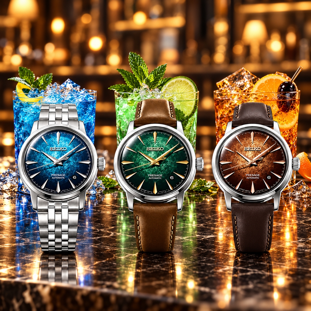 Seiko Presage đưa bạn vào thế giới Cocktail đầy quyến rũ, thiết kế tập trung vào sự đơn giản nhưng cực kỳ phức tạp thông qua các chi tiết tinh xảo trên mặt số