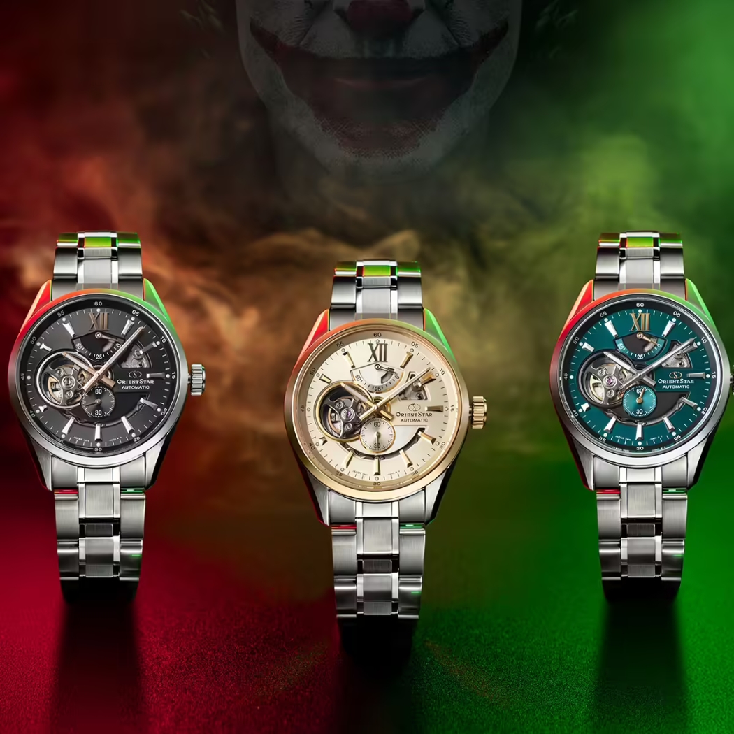 orient semi skeleton mặt, vàng, đen 