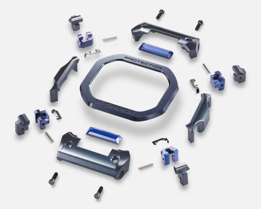 Các chi tiết bezel tháo rời trong cấu trúc chống sốc MR-G
