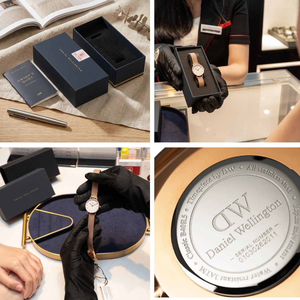 Thông tin giấy tờ và hình ảnh kiểm chứng đồng hồ Daniel Wellington chính hãng