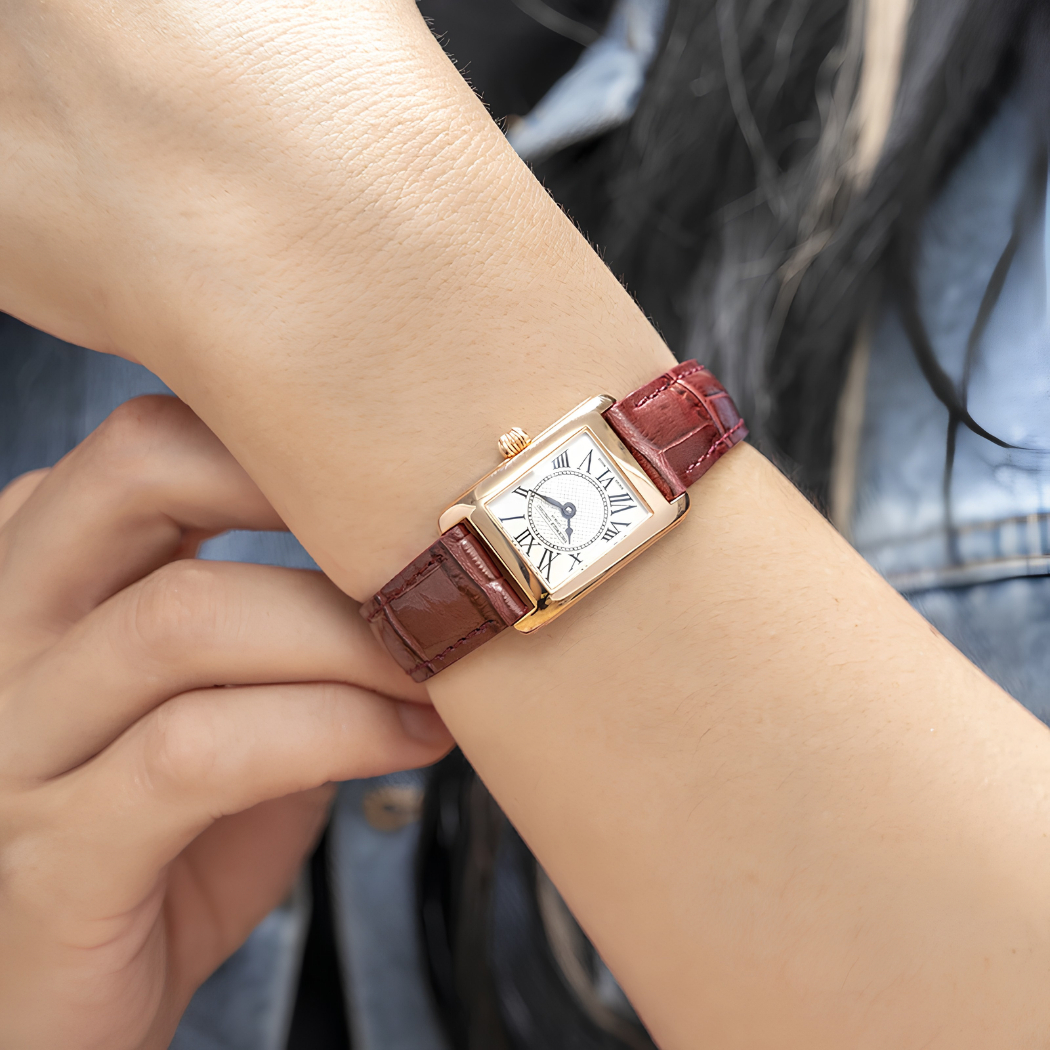 Frederique Constant FC-200MC24 - Thanh lịch với dây da đỏ rượu
