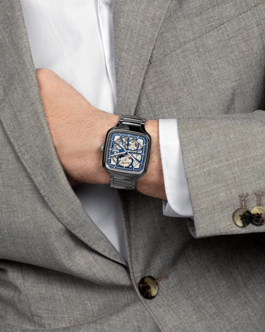 Cấu trúc mặt số lộ cơ Skeleton của đồng hồ Rado Jubilé mặt vuông