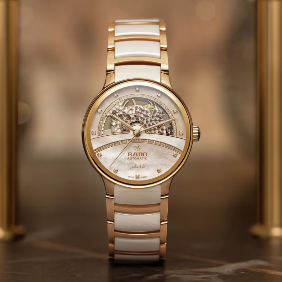 Đồng hồ Rado Centrix Jubilé dây đá, thiết kế Open Heart