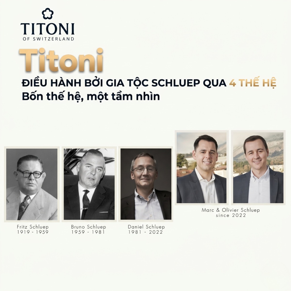 Titoni được điều hành qua 4 thế hệ của gia tộc Schluep